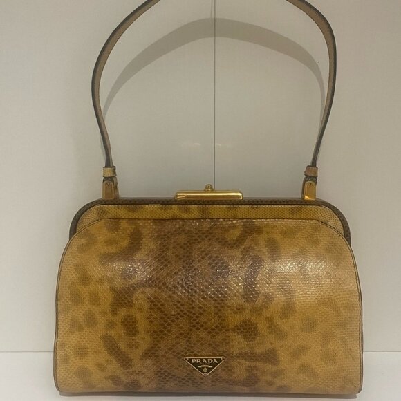 Prada Handbags - Prada Embossed Python Shoulder Bag